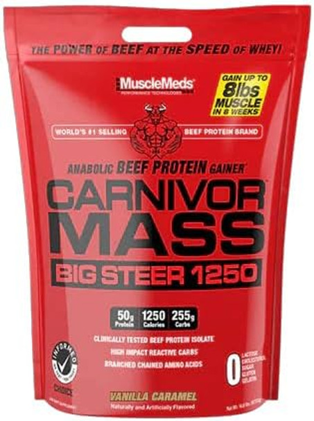 Musclemeds Carnivor Mass Anabolic Beef Protein Gainer Big Steer Vanilla 15 Pounds