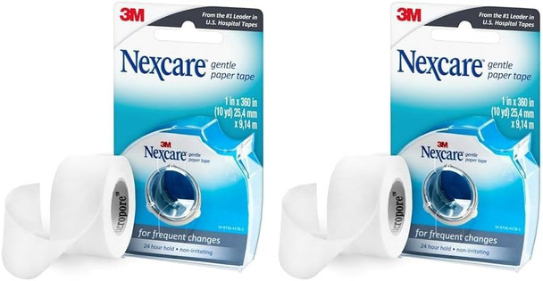 Nexcare Gentle Paper Tape Dispenser Medical Paper Tape Secures Dressings And Lifts Away Gently 1 In X 10 Yds 1 Dispenser (Pack Of 2)