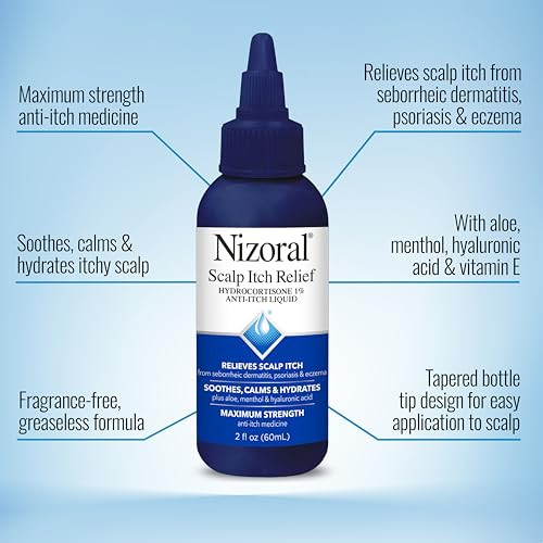 Nizoral Scalp Itch Relief Liquid—Relieves Scalp Itch And Soothes Calms And Hydrates With Maximum Strength Antiitch Medicine (Hydrocortisone 1%) 2 Fl Oz