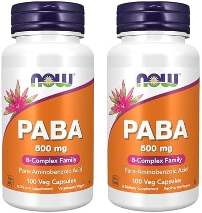 Now Foods Supplements Paba (Paraaminobenzoic Acid) 500 Mg Bcomplex Family 100 Capsules