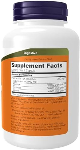 Now Foods Supplements Pancreatin 2000 With Naturally Occurring Protease (Protein Digesting) Amylase (Carbohydrate Digesting) And Lipase (Fat Digesting) Enzymes 250 Capsules