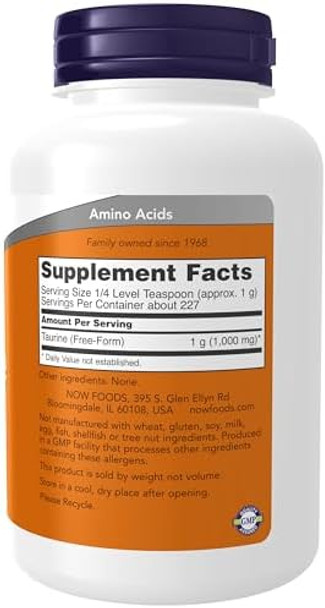 Now Foods Supplements Taurine Pure Powder Nervous System Health Amino Acid 8Ounce