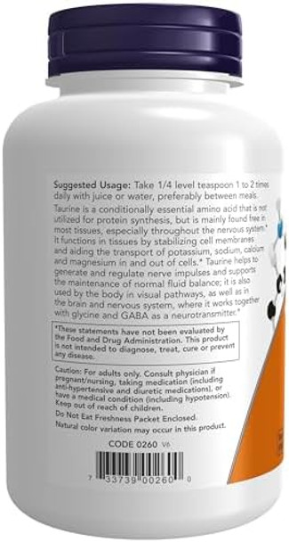 Now Foods Supplements Taurine Pure Powder Nervous System Health Amino Acid 8Ounce