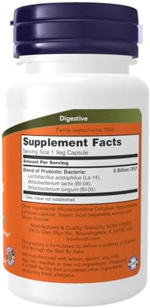 Now Foods Acidophilus & Bifidus 8 Billion Vcaps 60 Ct