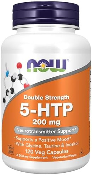 Now Foods Supplements 5Htp (5Hydroxytryptophan) 200 Mg Double Strength Neurotransmitter Support 60 Veg Capsules