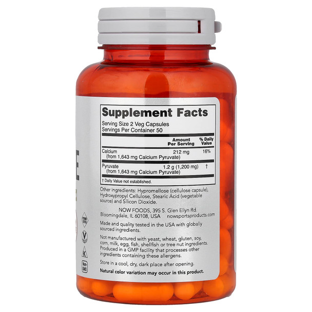 NOW Food Sports  Pyruvate 600 mg - 100 Veg Capsules