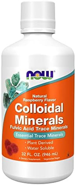Now Foods Supplements Colloidal Minerals Liquid Plant Derived Essential Trace Minerals Raspberry 32Ounce