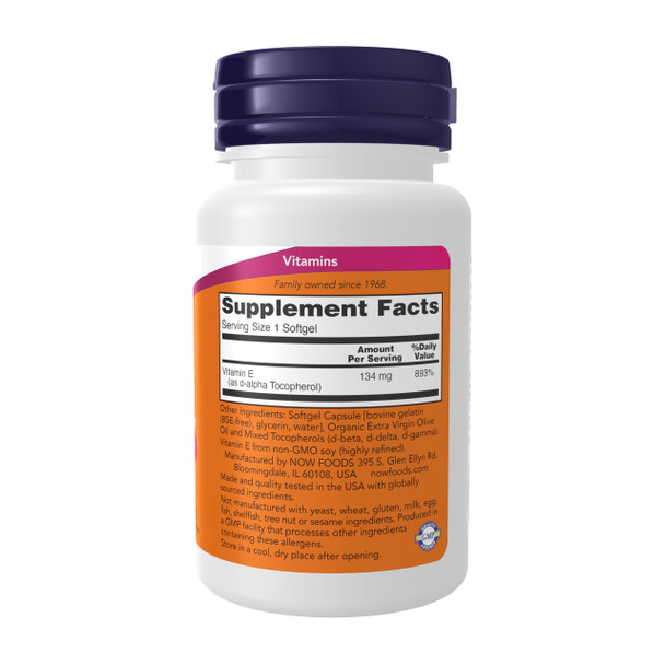 NOW Foods Vitamin E-200 IU Mixed Tocopherols Antioxidant Protection 100 Softgels