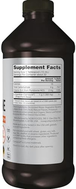 Now Sports Nutrition Lcarnitine Liquid 1000 Mg Highly Absorbable Tropical Punch 16Ounce