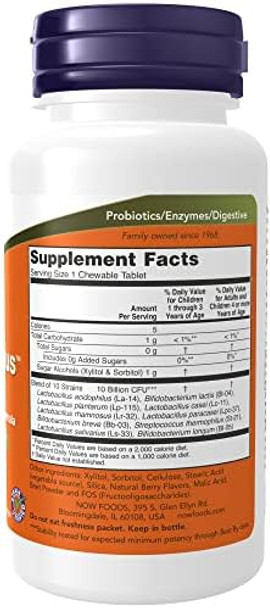 Now Foods Supplements Berrydophilus Developed For Adults & Children With 10 Probiotic Strains Extra Strengthstrain Verified 50 Chewables Now Foods Supplements Berrydophilus Developed For Adults & Children With 10 Probiotic Strains Extra Strengthstrain Verified 50 Chewables