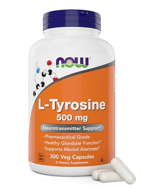 Now Foods Ltyrosine 500Mg 300 Capsules Non Gmo Supports Mental Alertness 500 Mg Caps Form Supplement
