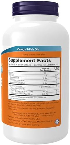 Now Foods Supplements Omega3 180 Epa / 120 Dha Molecularly Distilled Cardiovascular Support 200Fish Gelatin Softgelspackaging May Vary