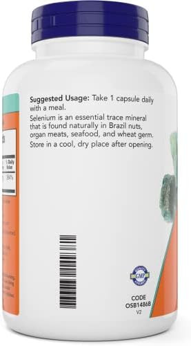 Now Foods Selenium 200Mcg Capsules 300 Count (Pack Of 2) L Selenomethionine Mineral Supplement For Women & Men Veg Caps Nongmo Vegan Friendly Yeast