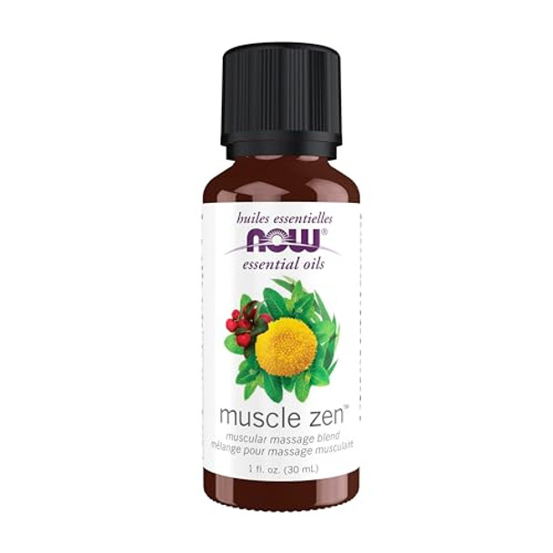 Now Foods Essential Oils Muscle Zen Essential Oil Blend For Sports Massage Steam Distilled 1Ounce