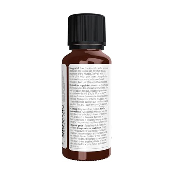 Now Foods Essential Oils Muscle Zen Essential Oil Blend For Sports Massage Steam Distilled 1Ounce