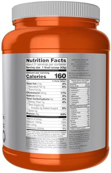 Now Sports Nutrition Whey Protein 24 G With Bcaas Matcha Powder 2Pound