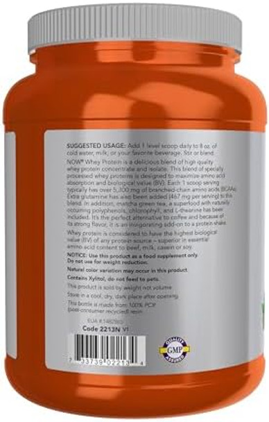 Now Sports Nutrition Whey Protein 24 G With Bcaas Matcha Powder 2Pound