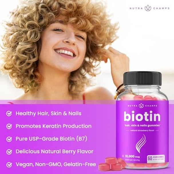 Nutrachamps Biotin Gummies (2 Pack) And Vitamin C Gummies (2 Pack) 4 Pack Bundle