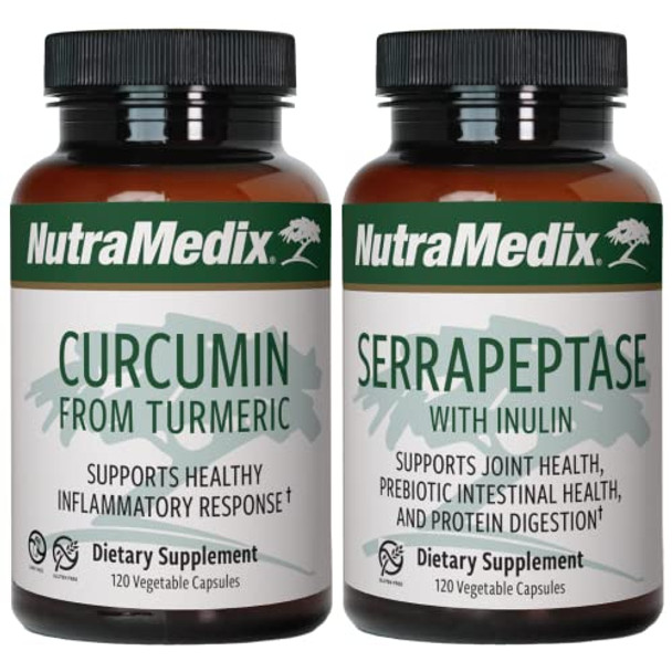 Nutramedix Joint Support Bundle Includes Curcumin From Turmeric And Serrapeptase Enzyme Support Capsules For Joint Support And Healthy Inflammatory Response Support 2Piece Supplement Set