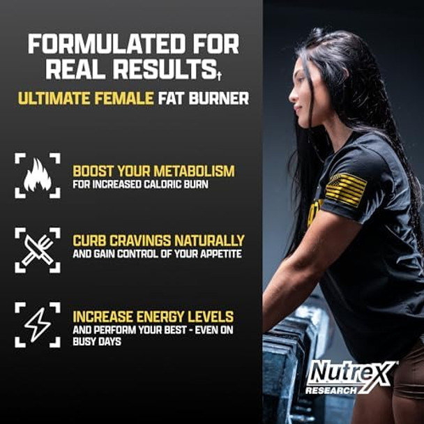 Nutrex Research Lipo6 Black Hers Ultra Concentrate Weight Loss Pills For Women Fat Burner Appetite Suppressant Metabolism Booster For Weight Loss + Hair Skin & Nails Support 60 Diet Pills