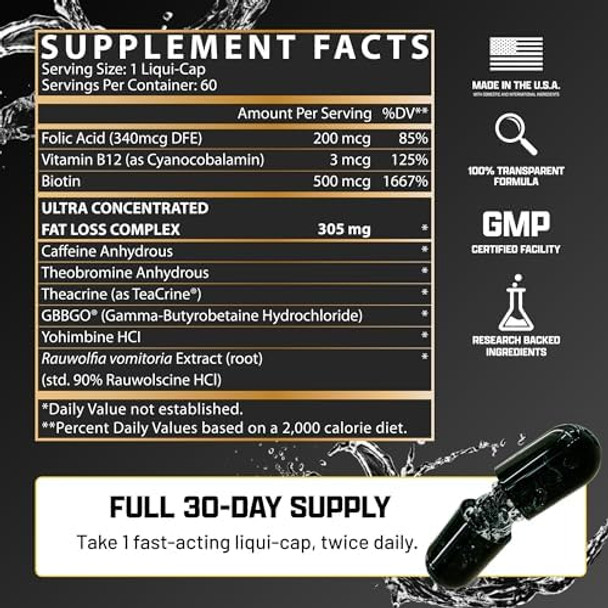 Nutrex Research Lipo6 Black Hers Ultra Concentrate Weight Loss Pills For Women Fat Burner Appetite Suppressant Metabolism Booster For Weight Loss + Hair Skin & Nails Support 60 Diet Pills