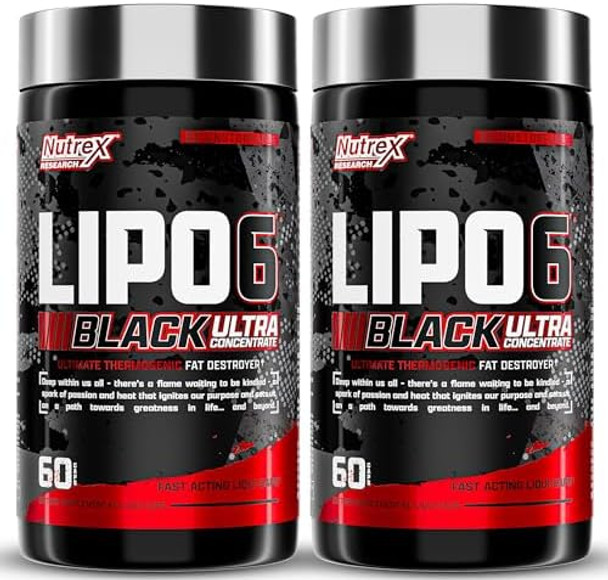 Nutrex Research Lipo6 Black Ultra Concentrate Thermogenic Fat Burner Supplement Increase Weight Loss Energy & Intense Focus 120 Diet Pills