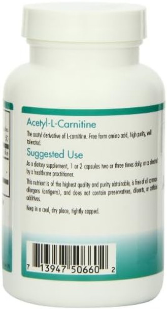 Nutricology Acetyllcarnitine 500Mg Supplement Metabolism And Energy Support Alc Form Amino Acid Vegetarian Capsules 100 Count