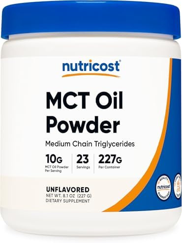 Nutricost Mct Oil Powder 1Lb (16Oz) Great For Keto Ketosis And Ketogenic Diets Zero Net Carbs Nongmo + Gluten (Medium Chain Triglyceride)