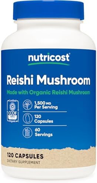 Nutricost Reishi Mushroom Capsules 1500Mg 60 Servings Ccof Made With Organic Reishi Mushroom Vegetarian Gluten 750Mg Per Capsule 120 Capsules