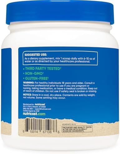 Nutricost Organic Inulin Powder 1Lb (454 Grams) 7 Grams Of Fiber Per Serving From Chicory Root Usda Organic