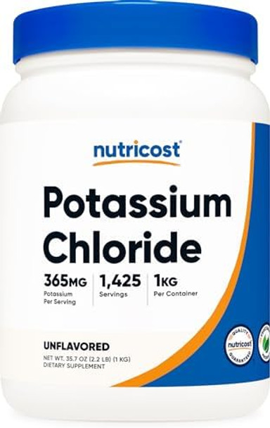 Nutricost Potassium Chloride Powder 1Kg Gluten Nongmo