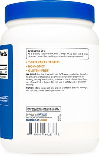Nutricost Potassium Chloride Powder 1Kg Gluten Nongmo