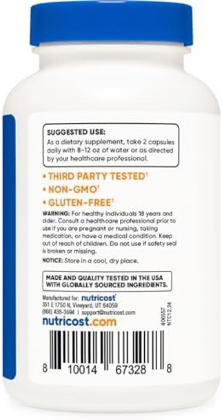 Nutricost Bacopa Monnieri 1000Mg 120 Capsules (60 Servings) Nongmo Gluten And Vegetarian Friendly