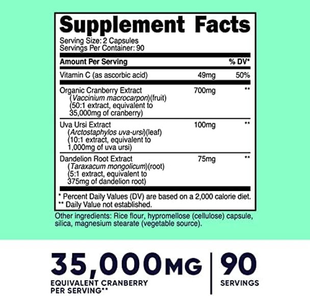 Nutricost Cranberry Extract For Women (35000Mg Equivalent)180 Capsules With Vitamin C Uva Ursi & Dandelion Root Extract Nongmo & Gluten Health Supplement Nutricost Cranberry Extract For Women (35000Mg Equivalent)180 Capsules With Vitamin C Uva Ursi & Dandelion Root Extract Nongmo & Gluten Health Supplement