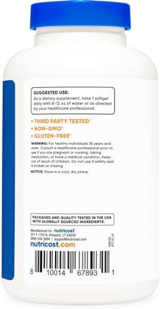 Nutricost Ubiquinol Softgels (120 Softgels 100 Mg Per Serving) Superior Absorption Antioxidant Active Form Of Coq10 Gluten Nongmo