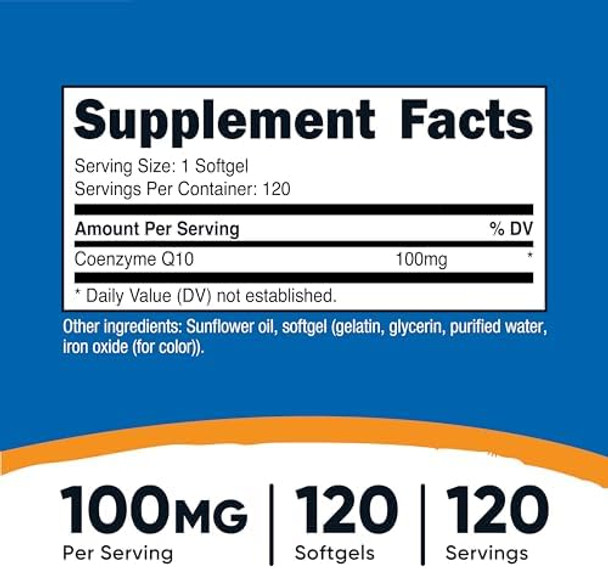 Nutricost Coq10 Softgels (120 Servings 100 Mg Per Serving) Better Absorption Ultra Pure Coq10 Supplement Gluten And Nongmo