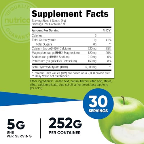 Nutricost Bhb Salts Drink Mix (30 Servings Strawberry Lemonade Flavored) (5G Bhb Per Serving) 0G Total Sugars Vegetarian Product