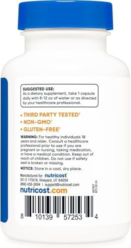 Nutricost Biotin (Vitamin B7) 10000Mcg (10Mg) 120 Capsules Vegan Gluten Nongmo