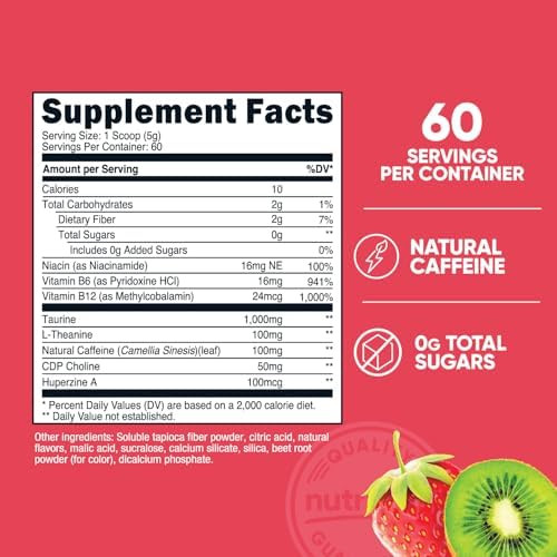 Nutricost Energy Complex (Strawberry Kiwi) (60 Servings) Clean Energy Powder 300G Dietary Supplement