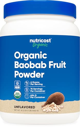 Nutricost Organic Baobab Fruit Powder Unflavored (1 Lb) Vegan Gmo Gluten