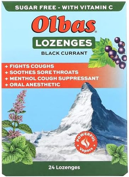 Olbas Lozenges Maximum Strength Black Currant Flavor 24 Lozenges (Pack Of 2)