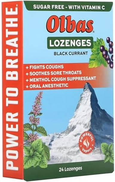 Olbas Lozenges Maximum Strength Black Currant Flavor 24 Lozenges (Pack Of 2)