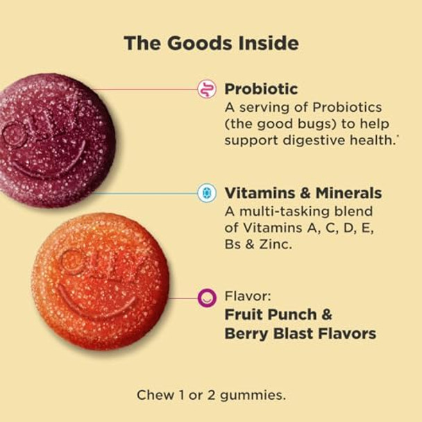 Olly Kids Multivitamin & Probiotic Gummy Digestive Support Vitamins A D C E B Zinc Chewable Supplement Berry Flavor 35 Day Supply 70 Count