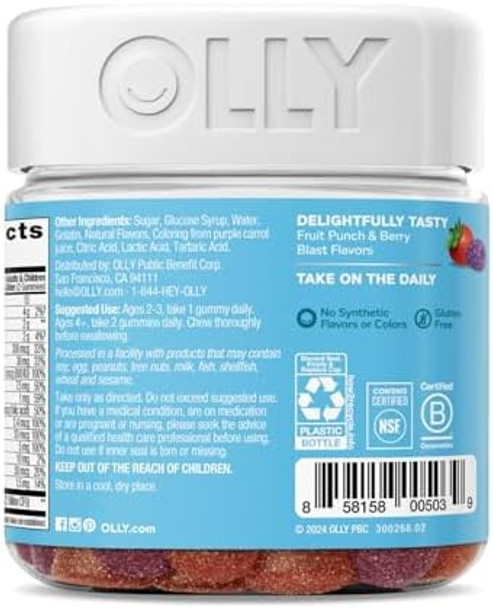 Olly Kids Multivitamin & Probiotic Gummy Digestive Support Vitamins A D C E B Zinc Chewable Supplement Berry Flavor 35 Day Supply 70 Count