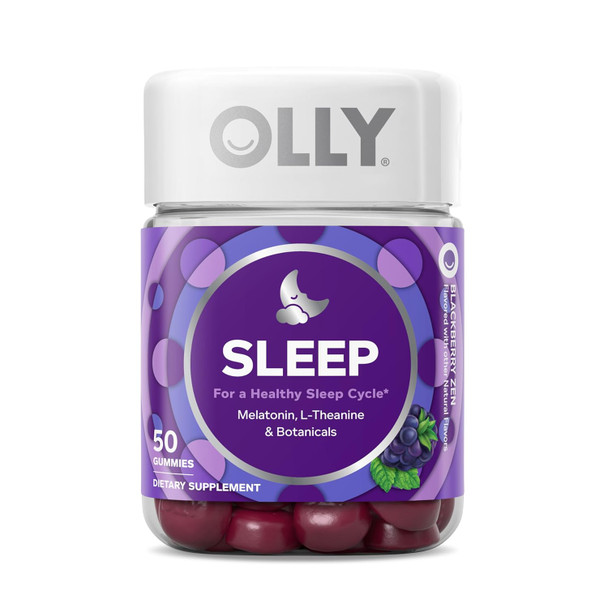 OLLY Restful Sleep Gummy Supplements, Blackberry Zen, 50 Count OLLY Restful Sleep Gummy Supplements, Blackberry Zen, 50 Count