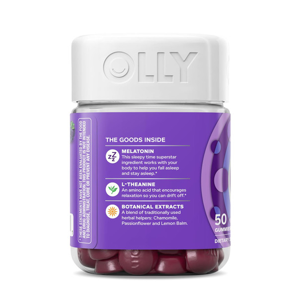 OLLY Restful Sleep Gummy Supplements, Blackberry Zen, 50 Count OLLY Restful Sleep Gummy Supplements, Blackberry Zen, 50 Count