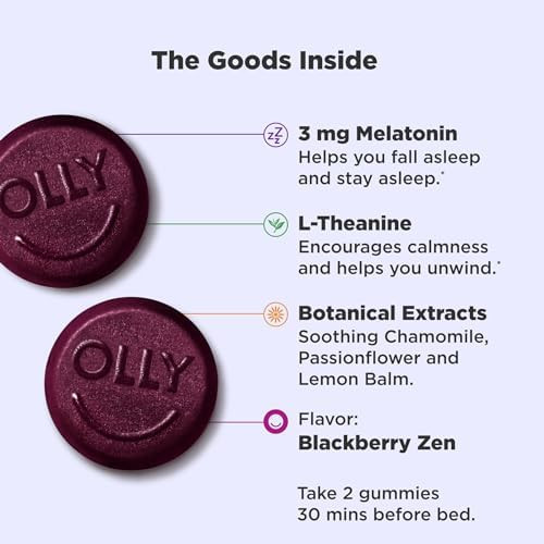 Olly Extra Strength & Regular Sleep Gummies With Melatonin Ltheanine & Botanicals Blackberry Flavor 50 Count Each