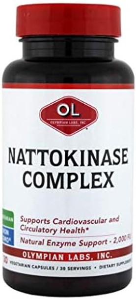 Olympian Labs Nattokinase Complex With Grape Seed Extract Herbal Supplements Superior Heart Health Support 30 Daily Capsules