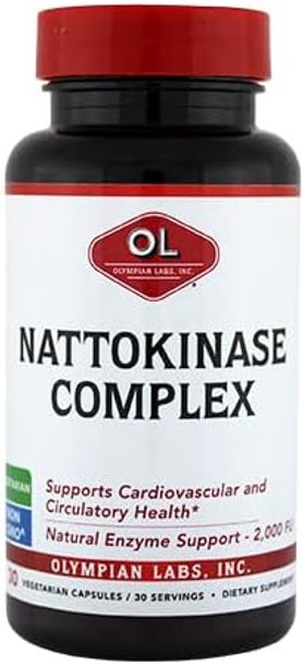 Olympian Labs Nattokinase Complex With Grape Seed Extract Herbal Supplements Superior Heart Health Support 30 Daily Capsules