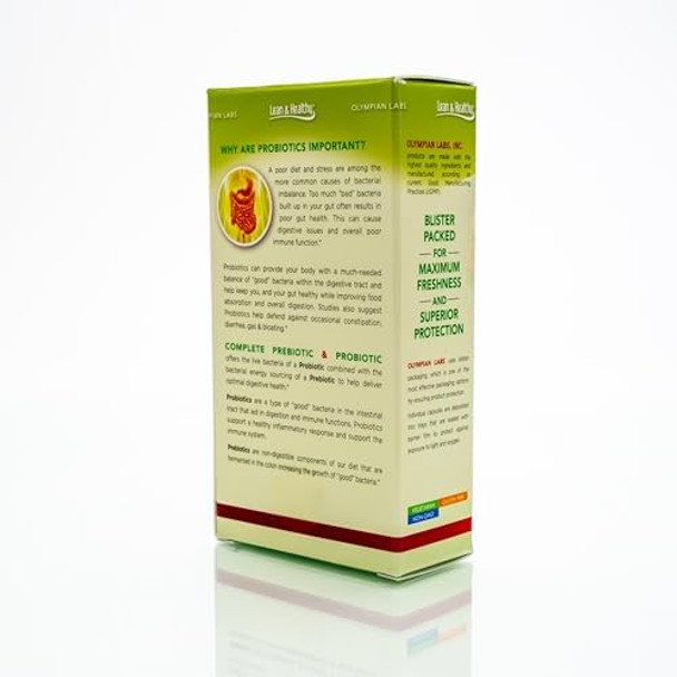Olympian Labs Complete Prebiotic And Probiotic Supplement 25 Billion Live Shelf Stable Cultures 30 Vegetarian Capsules Helps Restore The Natural Balance Within The Digestive Tract.